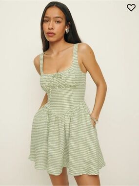 NWT 🍒 Reformation Daria green gingham dress